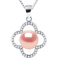 Diadema Clover Ketting Zoetwaterparel 9-10 mm Roze 925