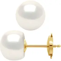 Diadema Oorbellen Gekweekte parels Zoetwater 9-10 mm System Security Natural White Yellow Gold
