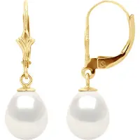 Diadema Oorbellen Dangle Kralen Zoetwater 89mm Wit Geel Goud 18 Karaat