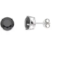 Diadema Ronde en zwarte zirkoniumoxiden Muurnagels 8mm Zilver 925 - All Black 8