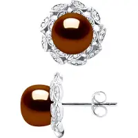 Diadema Stud Oorbellen FLOWER Beads Freshwater 89mm Knopen van de Chocolade Jewelry 925