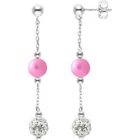 Diadema Hangers van oorbellen Fuschia Cultuur Kralen en Crystal White Silver 925 - Pure Crystal