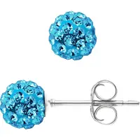 Diadema Blauwe kristallen bol nagels 6 mm zilver 925 - puur kristal