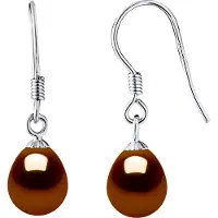 Diadema Oorbellen Hooks Zoetwater Parels 7-8mm Chocolate Pears 925