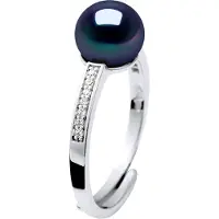Diadema Ring Zoetwater Parel sieraden 7-8mm Black zirkonium oxides en 925