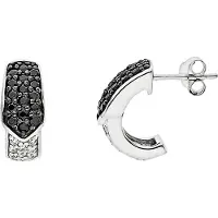 Diadema 925 zilveren sieraden oorbellen en zwart-wit zirkoniumoxiden - zwart en wit