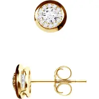 Diadema Solitaire oorbellen bezet met diamanten 0,30 Cts illusie Geel Goud 18 Karaat