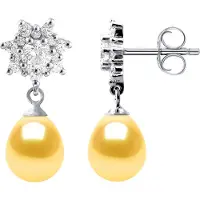 Diadema Oorbellen Dangle zoetwater parels sieraden Golden Pears 7-8 mm 925
