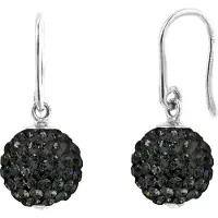 Diadema Gekleurde oorbellen bollen zwart kristal 10mm zilver 925 - puur kristal