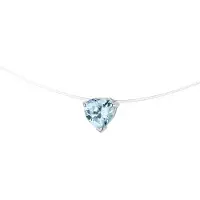 Diadema Blauwe zirkoniumoxide ketting 5 mm vorm hart nylon transparant zilver 925