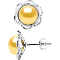 Diadema Stud Oorbellen FLOWER Beads Freshwater 89mm gouden knopen 925