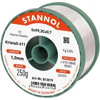 Stannol Kristall 611 Fairtin Soldeertin, loodvrij Loodvrij Sn99,3Cu0,7 REM1 250 g 1 mm