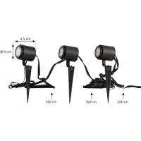 LINDBY Smart LED-buitenspots Nymo, CCT, RGB, Tuya, set van 3 dimbaar, zwart, metaal, Modern