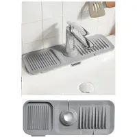 Hermia Concept - Spatbescherming voor gootsteen - Grijs - 13,7 x 37 x 1,5 cm