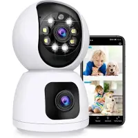CAMUX DualVision Beveiligingscamera Binnen - 2MP Full HD Camera met Nachtzicht - Babyfoon - Baby monitor - Huisdiercamera met app - Hondencamera - Petcam