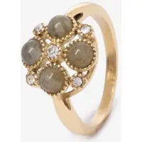 Sissy-Boy Gold plated ring met vintage stenen | Maat: 19