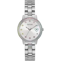 GUESS Analoog horloge 'Three Of Hearts' blauw / geel / pink / zilver
