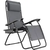 LifeGoods Opvouwbare Tuinstoel – Verstelbaar & Incl. Hoofdkussen – 162 x 64 x 110 cm – Donkergrijs