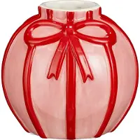 Mica Decorations Vaas Bow Roze / Rood D 15 H 14 Cm