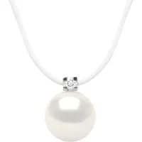 Diadema Diamond Necklace Natural 0.030 Cts en Freshwater Pearl Ronde 8-9 mm nylon Transparante Link 925