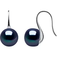 Diadema Oorbellen Hooks zoetwaterparels 9-10 mm Buttons Black 925