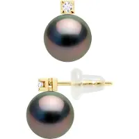 Diadema Oorbellen Tahitian parels rond 8-9 mm en 0,04 Cts Diamond Jewelry 18K geel goud