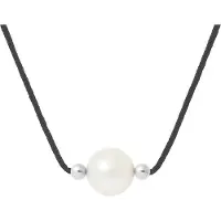 Diadema Zoetwaterparels Ketting Rond 9-10 mm White Nylon Black 925