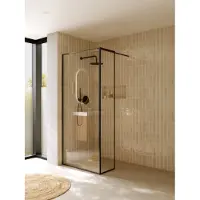 Riho Define 402 Inloopdouche Met Vaste Zijwand 100cm - Gunmetal - Gehard Glas - Douche, Douchewanden, Inloopdouche, Vaste Wand Met Zijwand - 8720702264044