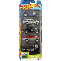 Hot Wheels 5 IN BOX '55 CHEVY BEL AIR GASSER, '65 MERCURY COMET CYCLONE, '64 CHEVY NOVA GASSER, STRAIGHT PIPES TRUCK FAST-BED HAULER 1:64 5-PACK