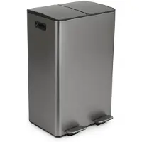 Umuzi Cleaning prullenbak - 60L - Afval Scheiden 2 Bakken - Metal Grey - Soft close - 45x37x70cm