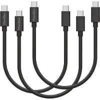 Phonillico 3x USB C naar USB C Kabel Zwart - 0,2 meter - Oplaadkabel voor Samsung Galaxy M56 5G / M55 5G / M33 5G / M23 5G / M15 5G / M14 5G / F56 5G / F55 5G / F23 / F16 5G / F15 5G / C55 5G