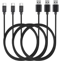 Phonillico 3x USB C naar USB A Kabel Zwart - 1 meter - Oplaadkabel voor Xiaomi REDMI A5 4G / REDMI A3 / REDMI 15C 4G / REDMI 15 / REDMI 14C / REDMI 13C / REDMI 13 / REDMI 12C / REDMI 12 / REDMI 11A