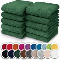 NatureMark Set van 10 washandjes | 100% kat | badstof zeepdoekjes | Formaat 30 x 30 cm | badstof zeepdoekjes in 10 stuks kleur: donkergroen