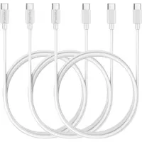 Phonillico 3x USB C naar USB C Kabel Wit - 1 meter - Oplaadkabel voor Samsung Galaxy M56 5G / M55 5G / M33 5G / M23 5G / M15 5G / M14 5G / F56 5G / F55 5G / F23 / F16 5G / F15 5G / C55 5G