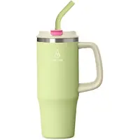 Motivai StrawUp RVS Drinkbeker met Rietje en Handvat – 950ML – 100% Lekvrij & Dubbelwandig – Thermosbeker To Go – Lime