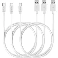 Phonillico 3x USB C naar USB A Kabel Wit - 1 meter - Oplaadkabel voor Xiaomi REDMI A5 4G / REDMI A3 / REDMI 15C 4G / REDMI 15 / REDMI 14C / REDMI 13C / REDMI 13 / REDMI 12C / REDMI 12 / REDMI 11A