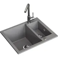Bergström Prag Spoelbak – 58 x 50 cm met 2 gootstenen Grijs