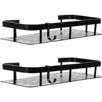 Ruhhy Badkamer rekje - 2x stuks - zwart - L30 cm - zwevend - industrieel - voor badkamer of keuken