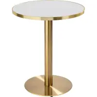 Oviala - Ronde eettafel 60 cm wit/zilver blad en gouden poten - Montmartre