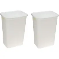Storage solutions 2x stuks wasmanden rotan met deksel wit 60 liter - Kunststof geweven wasmanden