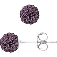 Diadema Paarse kristallen bollen oren nagels 6 mm zilver 925 - puur kristal