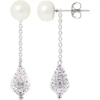 Diadema Hangers van oorbellen witte cultuur kralen 6-7 mm Crystal White Silver 925 - Pure Crystal