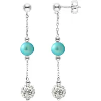 Diadema Turquoise cultuur kralen hangers en kristal wit 925 - puur kristal