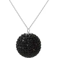 Diadema Bol ketting 20 mm kristal preciosa zwart zilver 925