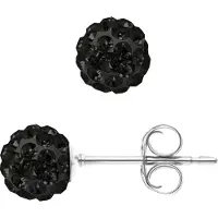 Diadema Zwarte kristallen bol nagels 6 mm zilver 925 - puur kristal