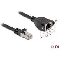 DeLOCK Network Extension Cable S/FTP RJ45 plug to RJ45 jack Cat.6A 5 m flat design black
