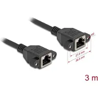 DeLOCK Network Extension Cable S/FTP RJ45 jack to RJ45 jack Cat.6A flat design 3 m black