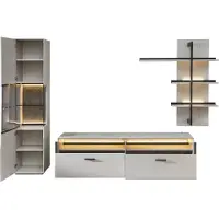 Wohn-Concept Como TV/woonkameroplossing Gelakt hout/graniet steenfineer Sahara crème gelakt