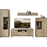 Wohn-Concept Ruben TV/woonkamer oplossing Viking Eik/Zwart gemanipuleerd hout/metaal