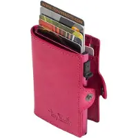 Tony Perotti Furbo Leather Cardholder fuchsia
